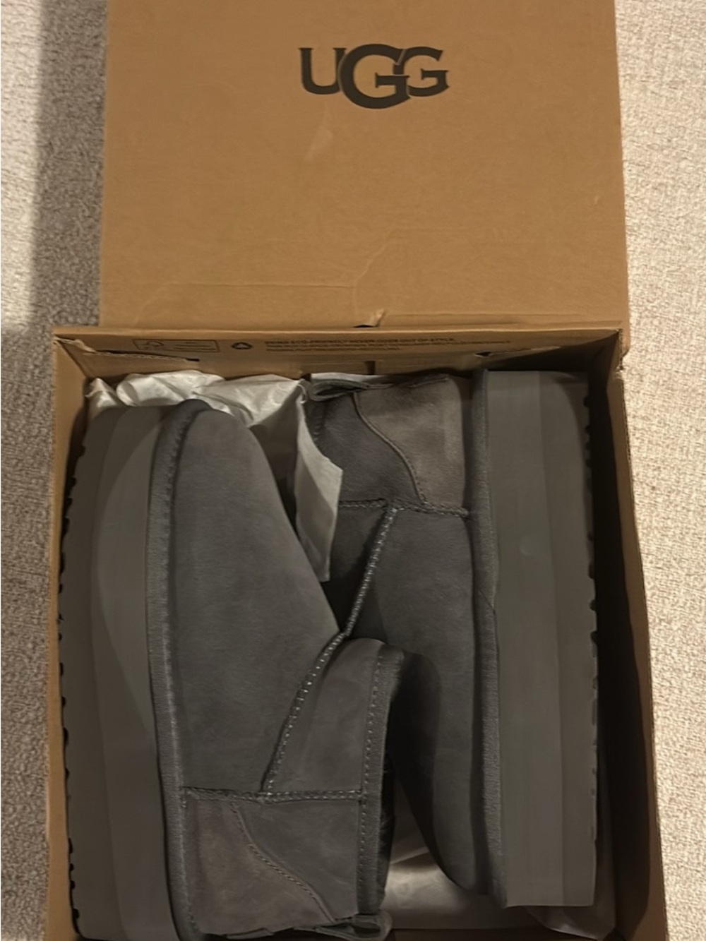 UGG Men's Low-Profile Suede Slip-On Boots in Charcoal Gray